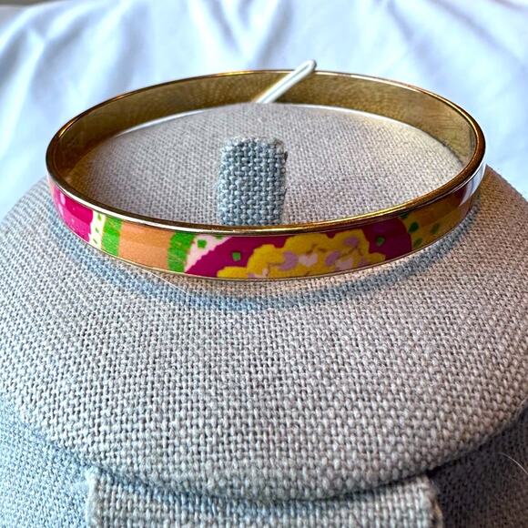 J. Crew Jewelry - J. Crew - Gold Multi Colorful Floral Bangle Bracelet